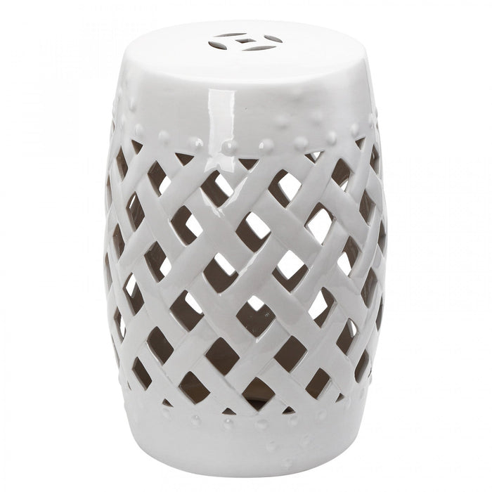 Outsunny 13" X 18" Outdoor Ceramic Garden Stool, White