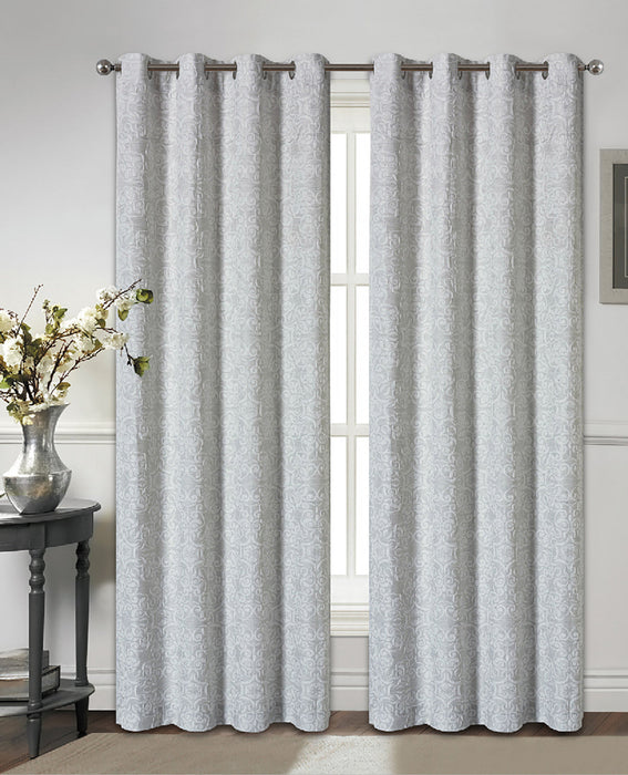 Knightly 3D Jacquard Grommet Pair of Grey Panels - 52x84