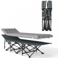 Outsunny Camping Cot For Adults With Mattress, Folding Bed, Light Grey