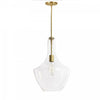 Dainolite Petalite 1 Light Pendant Large Aged Brass Clear Glass Lamp