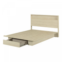 Fusion Platform Bed And Headboard With Storage Shelf Set Bleached Oak - South Shore Queen Bed