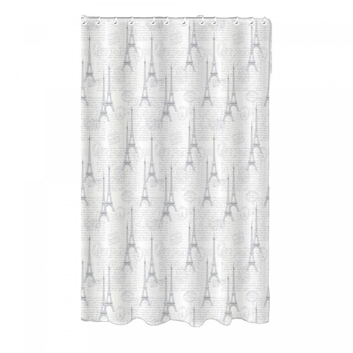 14pc Set Peva S. Curtain 12 Hooks and Bathmat Paris Shower Curtains