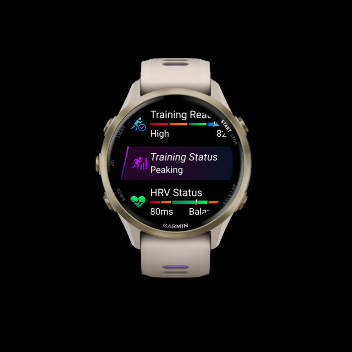 Garmin Forerunner 970 Smartwatch 47mm, Amoled, Soft Gold Titanium, French Gray/indigo, Gps Running Tracker, 15-day Battery