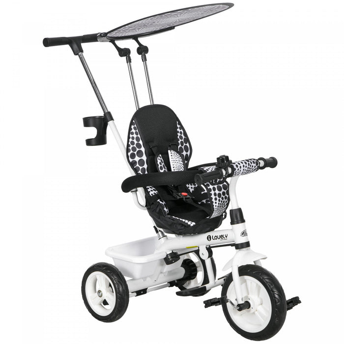 Qaba Kids Tricycle, 6 In 1 Push Bike Stroller With Removable Handlebar, Safety Fence And 5-point Har