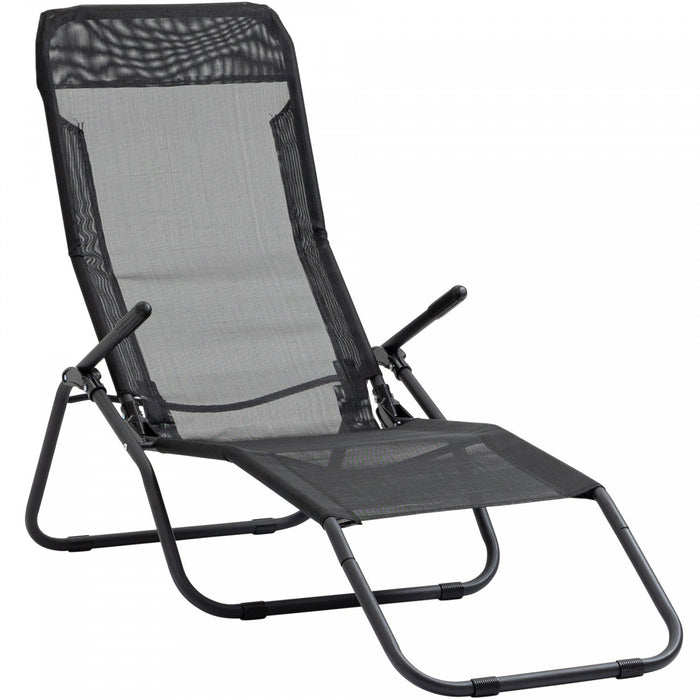 Outsunny Foldable Patio Lounge Chair Black