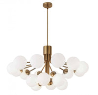 Dainolite Amanda 18 Light Chandelier Aged Brass White Opal Glass Lamp