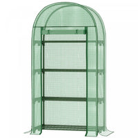 Outsunny 4-tier Mini Greenhouse, Outdoor Portable Gardening Plant Green House With Storage Shelves,