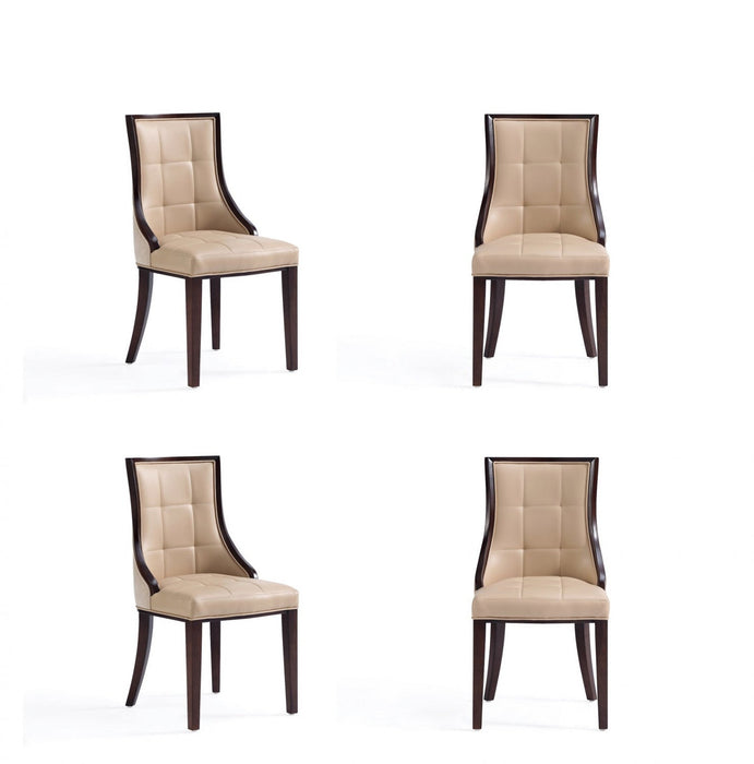 Fifth Avenue Traditional Wood Upholstered Dining Chair in Tan - Set of 4 