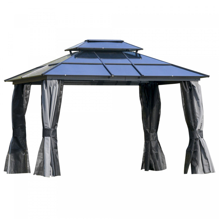 Outsunny 10' X 12' Hardtop Gazebo Canopy With Polycarbonate Double Roof, Aluminum Frame, Permanent P