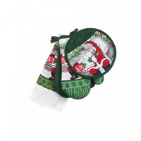 4 Pc Kitchen Set Santa Beside Fireplace - Set of 2 Kitchen Linen