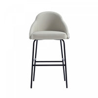 Gracie Modern Metal Upholstered Barstool in Stone Gray and Black Armoire 