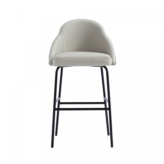 Gracie Modern Metal Upholstered Barstool in Stone Gray and Black Armoire 