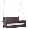 Outsunny 2-person Patio Porch Swing Chair, Outdoor Rattan Hanging Bench With Cushion & 7.2 Ft Steel 
