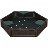 Kids Outdoor Sandbox, With Waterproof Oxford Canopy, Bottom Fabric Liner, Children Playset For 3-12