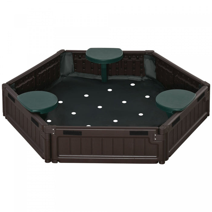 Kids Outdoor Sandbox, With Waterproof Oxford Canopy, Bottom Fabric Liner, Children Playset For 3-12 