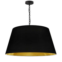 Dainolite Brynn 1 Light Pendant Large Black Finish Black/Gold Shade Lamp