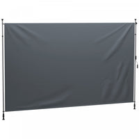 Outsunny Retractable Patio Awning, Outdoor Privacy Screen, Dark Grey