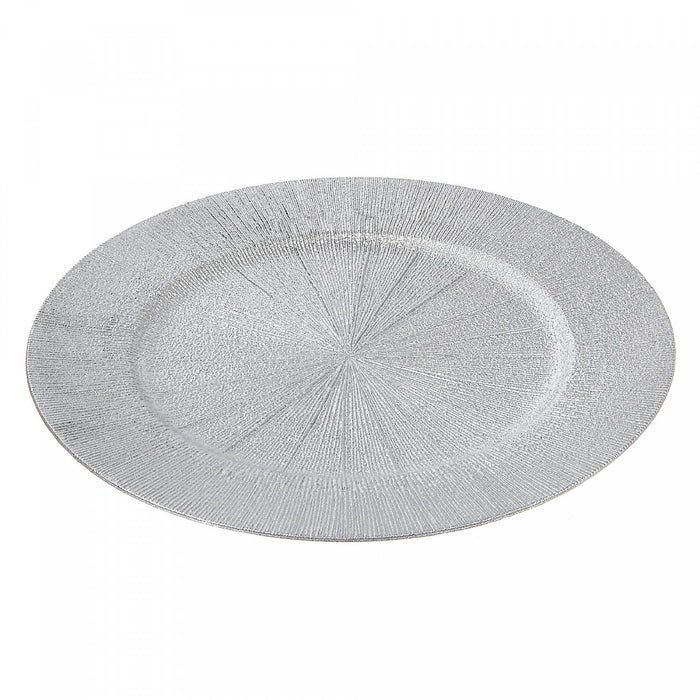 Charger Plate Sand script Silver 13\" - Set of 6 Dinnerware