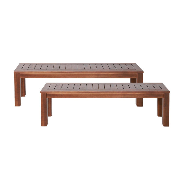 Georgia 61.75\" Slatted Acacia Wood Bench Set Of 2 - Dark Brown 