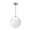Single Opal Polished Brass Glass Pendant 
