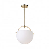 Single Opal Polished Brass Glass Pendant 