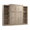 Bestar Pur Queen Murphy Two Shelving Units 115-Inch Wall Bed - Rustic Brown
