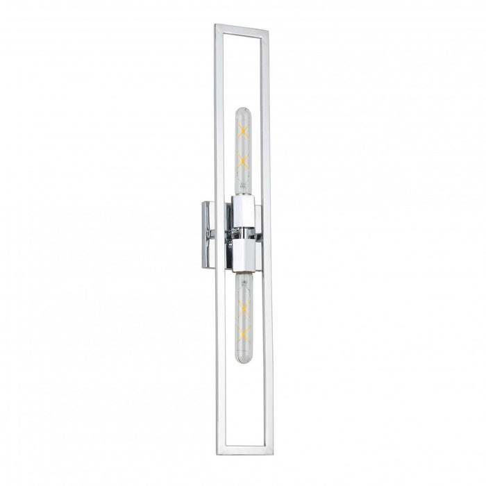 Dainolite Wisteria 2 Light Wall Sconce Tall Polished Chrome Lamp