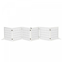 Pawhut Wooden Pet Gate, Dog Safety Barrier, Freestanding Foldable Fence, W/ 6 Panels, 2 Support Feet
