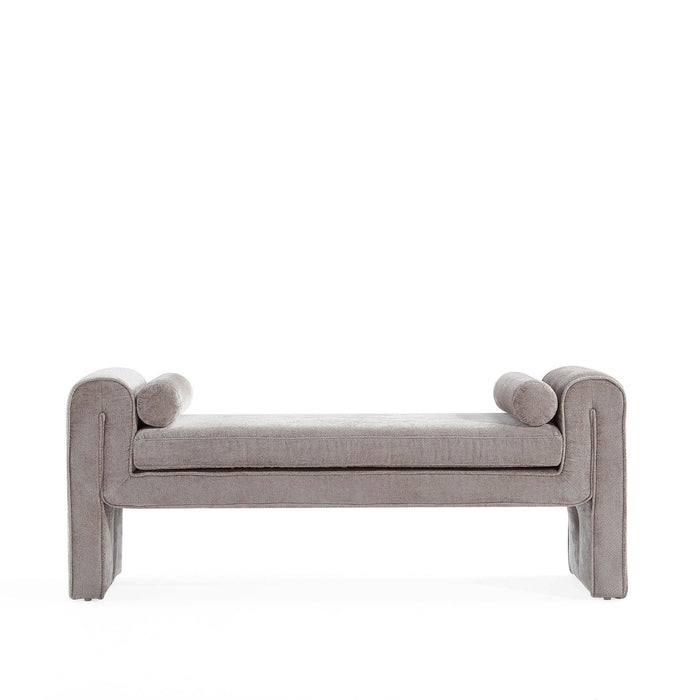 Concord Modern Glam Chenille Accent Bench in Dove 