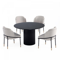 Flor and Hathaway Modern Industry Chic 5-Piece Dining Set in Wheat and Black 