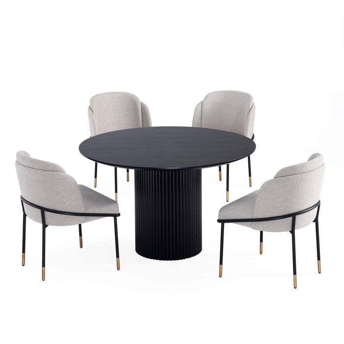 Flor and Hathaway Modern Industry Chic 5-Piece Dining Set in Wheat and Black 