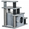 Pawhut Adjustable Height Cat Stairs With Sisal Scratching Posts, Cat House For Cozy Rest, Pet Steps 