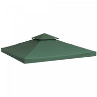 Outsunny 9.8' X 9.8' Square 2-tier Gazebo Canopy Replacement Top Cover Outdoor Garden Sun Shade, Gre