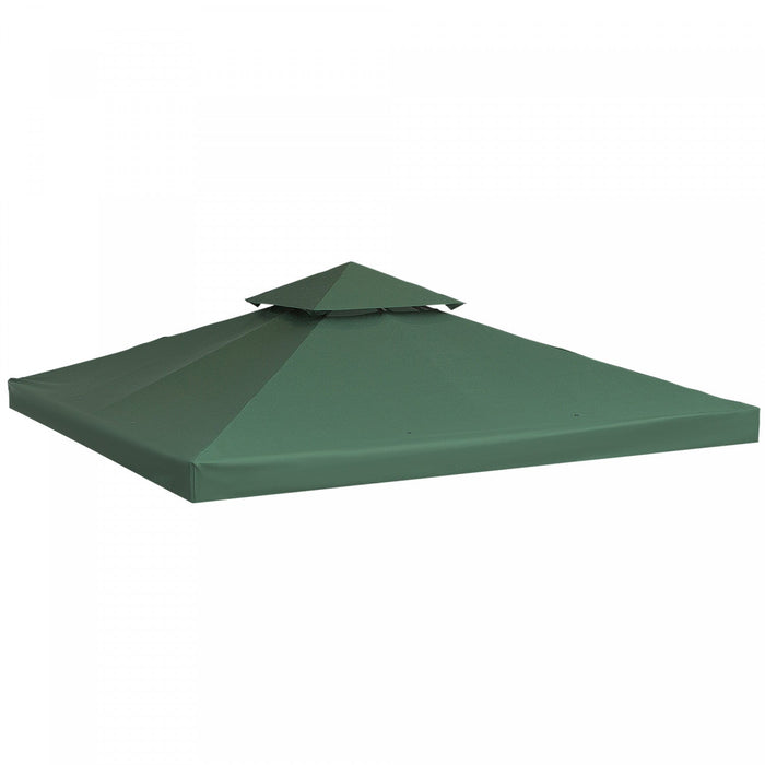 Outsunny 9.8' X 9.8' Square 2-tier Gazebo Canopy Replacement Top Cover Outdoor Garden Sun Shade, Gre