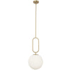 Dainolite Simone 1 Light Pendant Aged Brass White Opal Glass Lamp