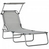 Outsunny Outdoor Lounge Chair, Adjustable Folding Chaise Lounge, Light Grey