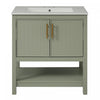 Simona 30\" Solid Wood Bathroom Vanity With Ceramic Sink And Storage - Green 