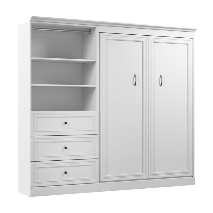 Bestar Versatile Full Murphy Bed Closet Organizer with Drawers (95 W) - White
