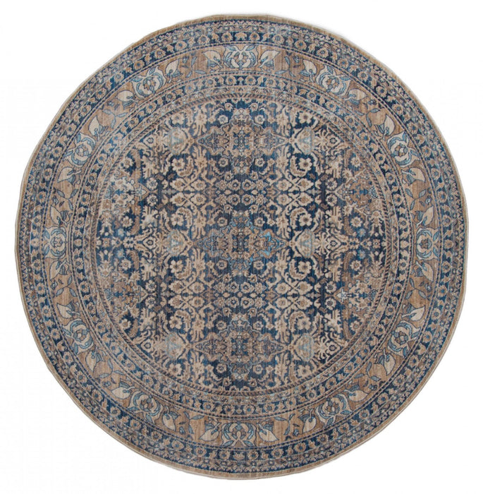 Ariana Traditional 5'0\" x 5'0\" Area Rug in Blue Indoor Area Rug 