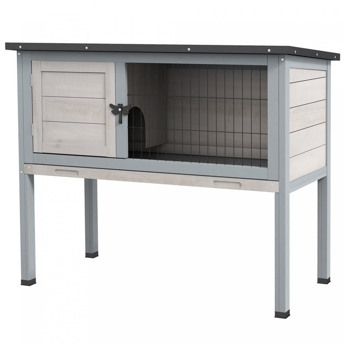 Pawhut Wooden Rabbit Hutch Bunny Small Animal House With Openable Asphalt Roof, Slide-out Tray, Indo