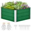 Outsunny Pentagon Galvanized Raised Garden Bed, Elevated Large Metal Planter Box W/ Install Gloves F