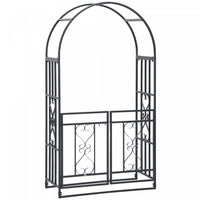 Outsunny 6.7 Ft Steel Garden Arch With Gate Outdoor Courtyard Lawn Backyard