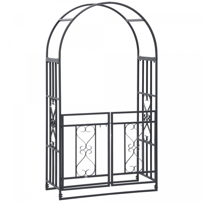 Outsunny 6.7 Ft Steel Garden Arch With Gate Outdoor Courtyard Lawn Backyard