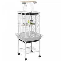 Pawhut 61.5 Inch Bird Cage Parakeet House For Cockatiel With Stand, Pull Out Tray, Play Top, Storage