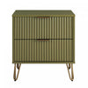 Dumbo Modern 20\" Fluted Nightstand in Olive Green (2-Drawer) 