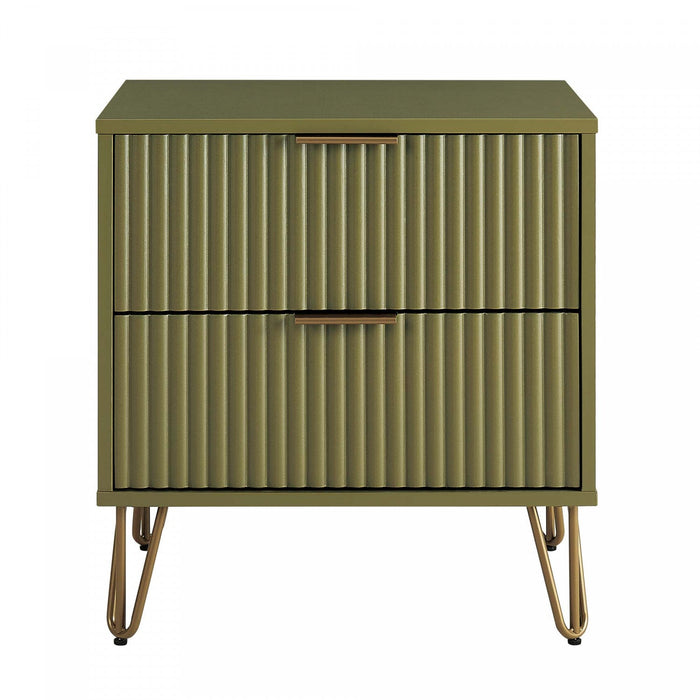 Dumbo Modern 20\" Fluted Nightstand in Olive Green (2-Drawer) 