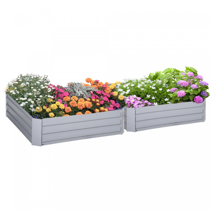 Outsunny 39\" X 39\" X 12\" Set Of 2 Raised Garden Bed, Elevated Planter Box With Galvanized Steel Fram