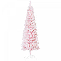 Homcom Snow Flocked Pencil Christmas Tree Slim Artificial Christmas Tree