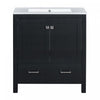 Erica 30\" Solid Wood Bathroom Vanity With Single Ceramic Sink - Black 