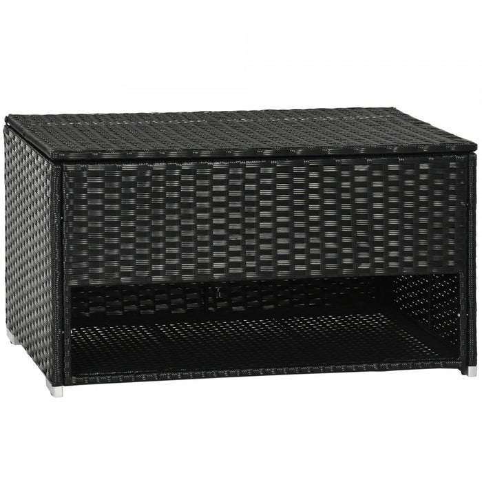 Outsunny Outdoor Deck Box For Pool, W/ Shoe Layer & Inner Liner, Black